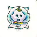 cute ghost tattoo design idea