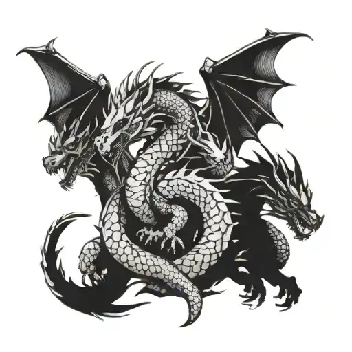 A trio of dragon siblings representing your triplet status tattoo design idea