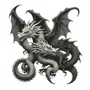 A trio of dragon siblings representing your triplet status tattoo design idea