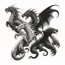 A trio of dragon siblings representing your triplet status tattoo design idea