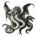 A trio of dragon siblings representing your triplet status tattoo design idea