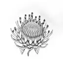 Protea with stem tattoo design idea