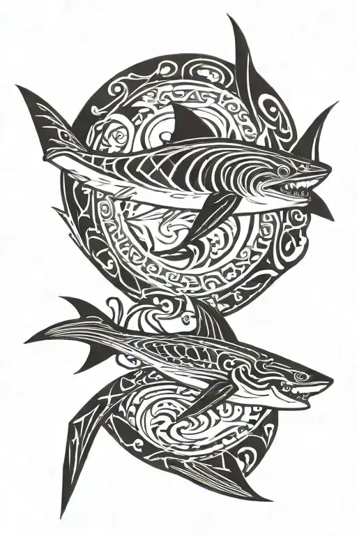 Shark, heron, spider tattoo design idea