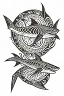Shark, heron, spider tattoo design idea