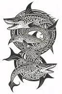 Shark, heron, spider tattoo design idea