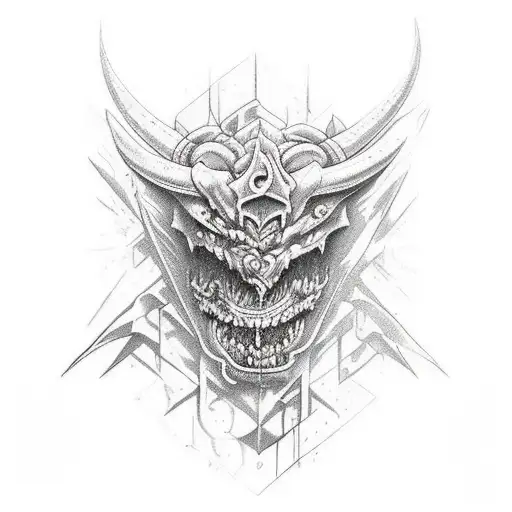 templiers contre demons sur une falaise en forme de crusifix tattoo design idea