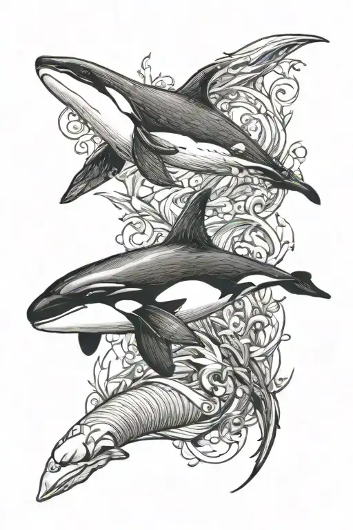 Orca and fox tattoo design idea