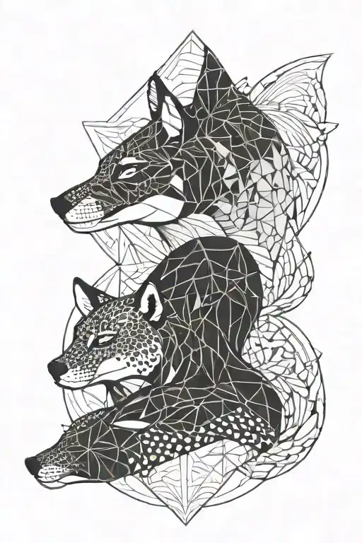 orca fox leopard tattoo design idea