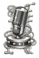 I want  a single hand holding an old school microphone starting from my wrist ending at the inner elbow part of my arm.  tattoo design idea