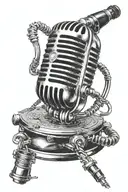 I want  a single hand holding an old school microphone starting from my wrist ending at the inner elbow part of my arm.  tattoo design idea