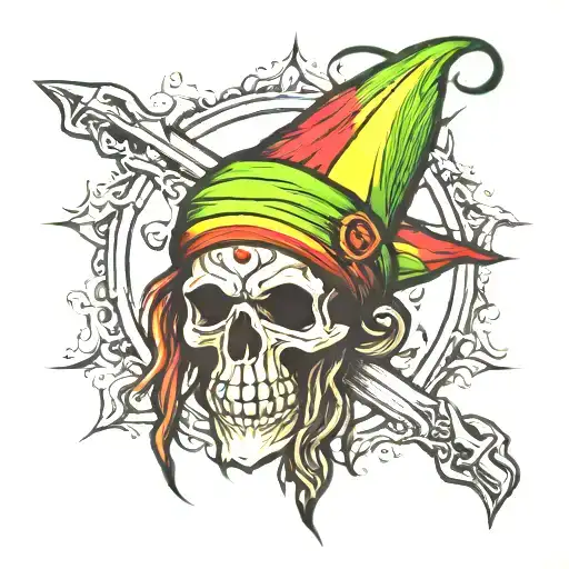 rasta skull tattoo design idea