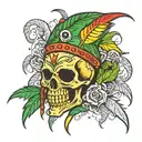 rasta skull tattoo design idea