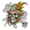 rasta skull tattoo design idea