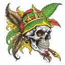 rasta skull tattoo design idea