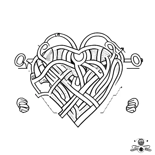 A heart split into two halves, each half connecting with another person's heart tattoo design idea