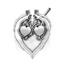 A heart split into two halves, each half connecting with another person's heart tattoo design idea