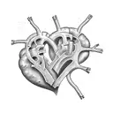 A heart split into two halves, each half connecting with another person's heart tattoo design idea