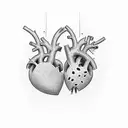 A heart split into two halves, each half connecting with another person's heart tattoo design idea