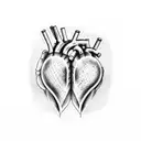 A heart split into two halves, each half connecting with another person's heart tattoo design idea