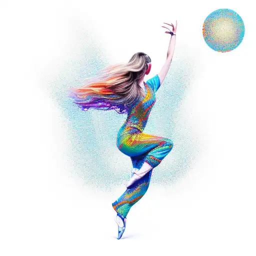An abstract representation of optimism through flowing dance movements tattoo design idea