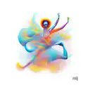 An abstract representation of optimism through flowing dance movements tattoo design idea