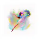 An abstract representation of optimism through flowing dance movements tattoo design idea