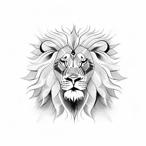 Clock and lion tattoo design idea