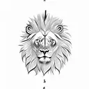 Clock and lion tattoo design idea
