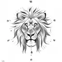 Clock and lion tattoo design idea