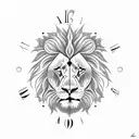Clock, lion, notes tattoo design idea