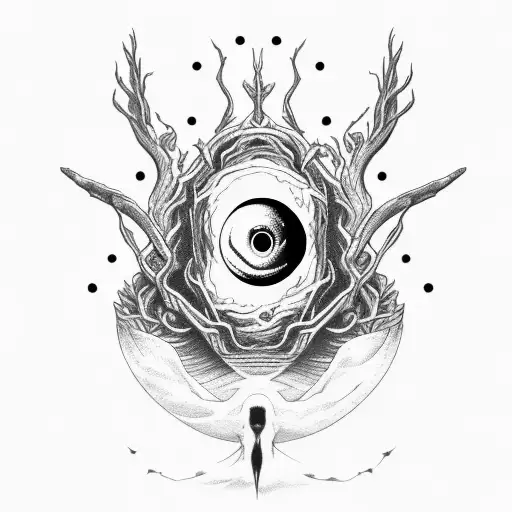 Tremor Black Hole Yggdrasil Crow Skull Ocean Alien tattoo design idea