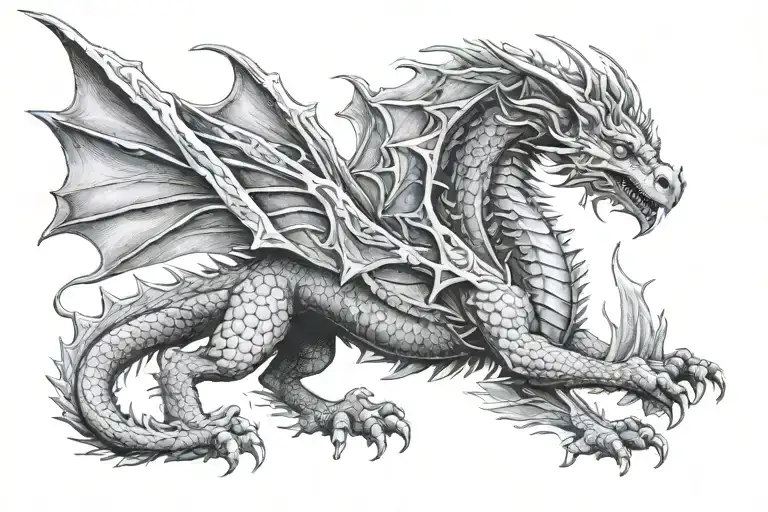 Welsh Dragon emerging tattoo design idea