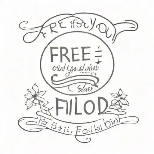 A tattoo design featuring your favorite quote 'free your mind and the rest will follow', with a musical twist tattoo design idea