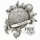 A tattoo design featuring your favorite quote 'free your mind and the rest will follow', with a musical twist tattoo design idea