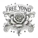 A tattoo design featuring your favorite quote 'free your mind and the rest will follow', with a musical twist tattoo design idea