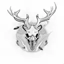 roe buck skull tattoo design idea