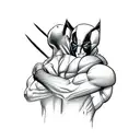 wolverine hugging deadpool tattoo design idea