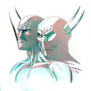 wolverine hugging deadpool tattoo design idea