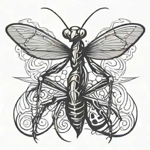 praying Mantis with guns tattoo design idea