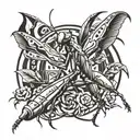 praying Mantis with guns for arms  tattoo design idea