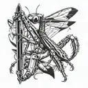 praying Mantis with guns for arms  tattoo design idea