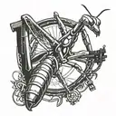 praying Mantis with guns for arms  tattoo design idea