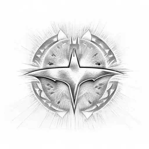 Batman with black sun logo tattoo design idea