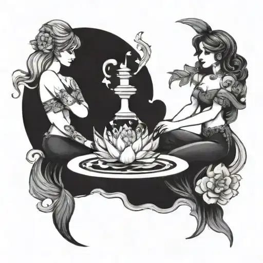 pisces and libra tattoo design idea