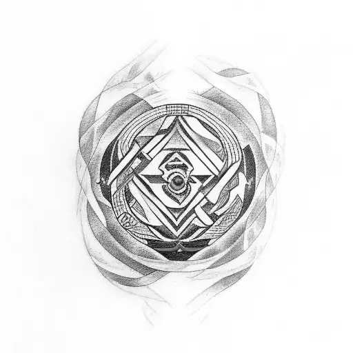 rune and mysterious design in black and red for an entire arm tattoo design idea