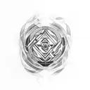 rune and mysterious design in black and red for an entire arm tattoo design idea