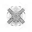 rune and mysterious design in black and red for an entire arm tattoo design idea