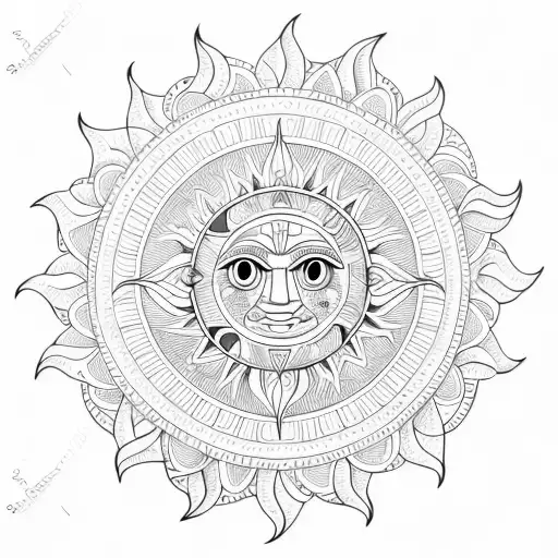 sun and moon in mandala art tattoo design idea