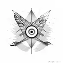An intricate arrow with feathers and a target bullseye tattoo design idea