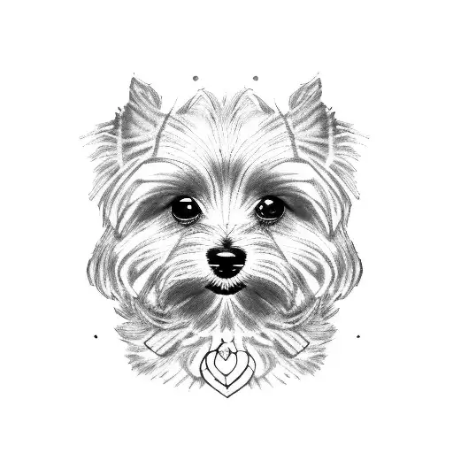 Yorkie poo dog, stained glass tattoo design idea